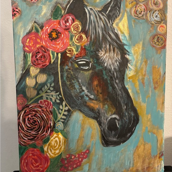 Floral Horse Canvas Art - Picture 1 of 1